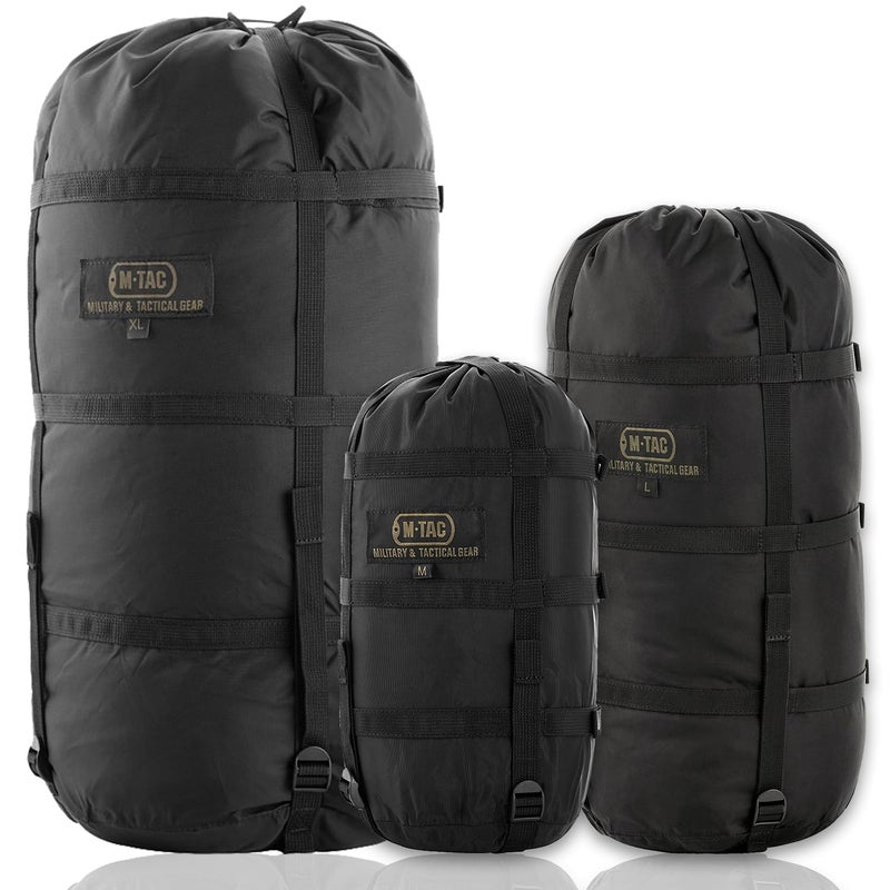 M-Tac Compression Stuff Sack for Sleeping Bag Military Water Resistant Compression Bag Lightweight Nylon Compression Sack for Travel, Camping, Hiking, Outdoor (Black, XL - 40 liters) - Image 1